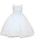 Flower Girl Dress with Gold Embroidered Top and Tulle Overlay Skirt, Sizes 2-16 - SophiasStyle.com